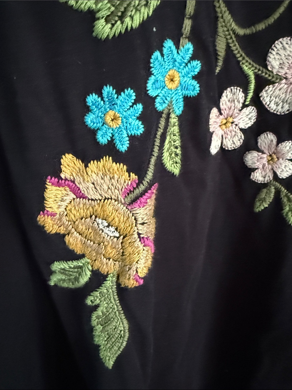Johnny Was Black Maxi Dress with Multicolor Floral Embroidery - Picture 6 of 12